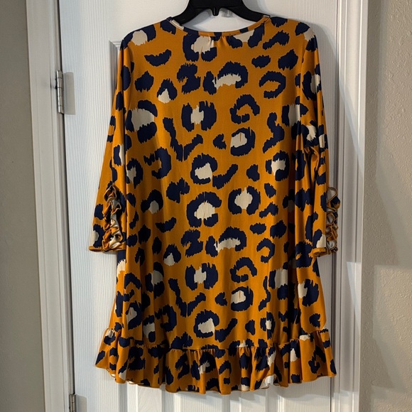Leopard Print Tunic Top - Mustard and Navy - Picture 5 of 6
